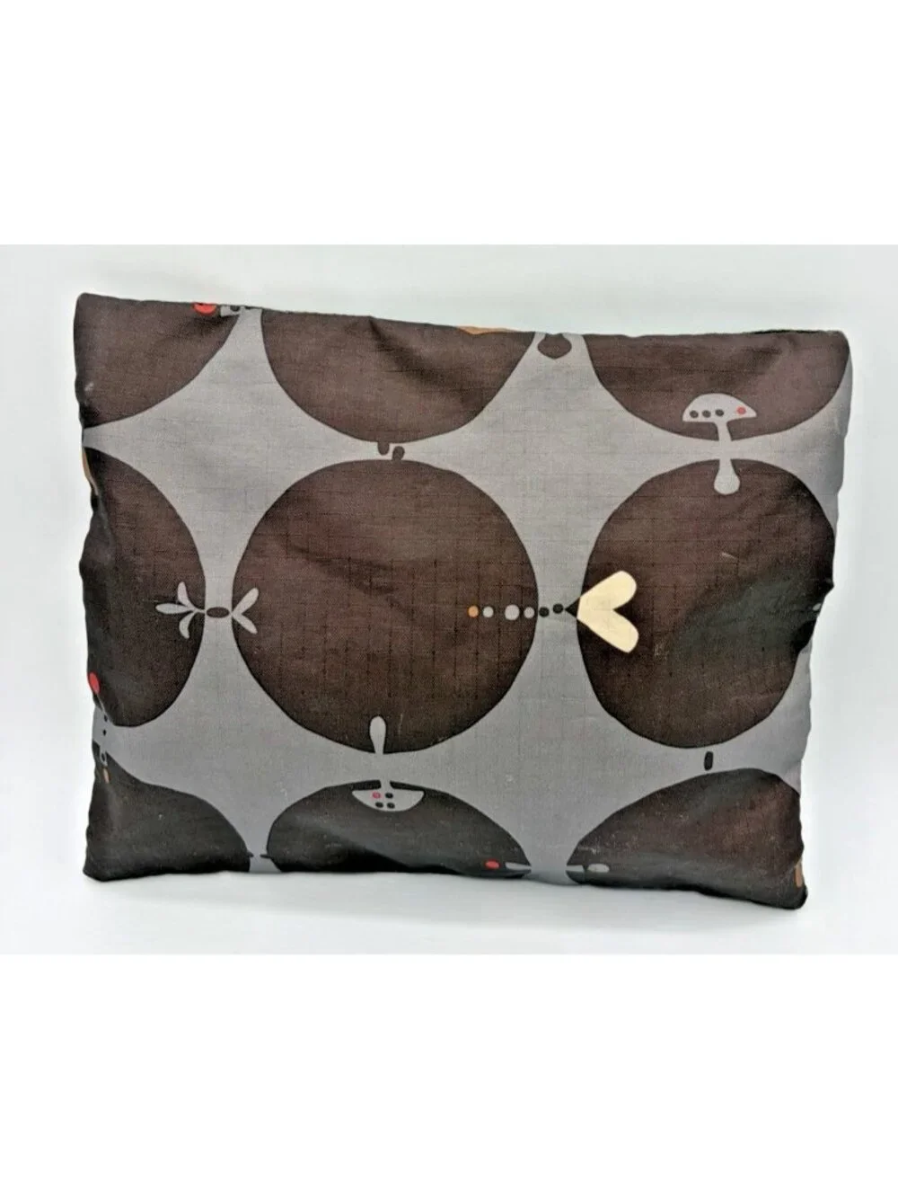 LeSportsac Gray Mod Geometric Mushroom Print Zipper Pouch Cosmetic Bag Boho